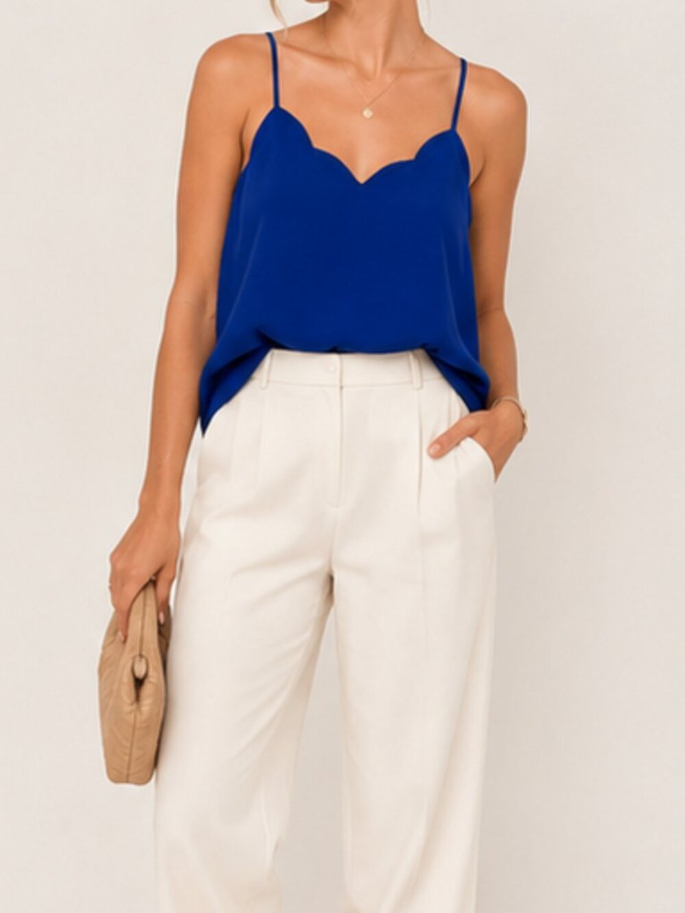 J.Crew Blue Scalloped Cami Top Size 6
